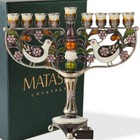 Hand Painted Enamel Menorah Candelabra & Embel Mother Day Gift by Matashi