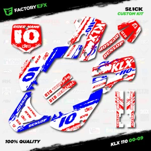 USA Red White Blue Slick Racing Graphics Sticker Kit fit Kawasaki KLX110 00-09 - Foto 1 di 5