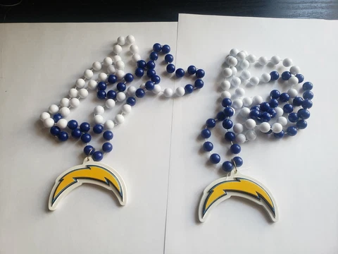 🔥🚨Pair Of 2 San Diego Los Angeles Chargers 18" Necklace Beeded Cover