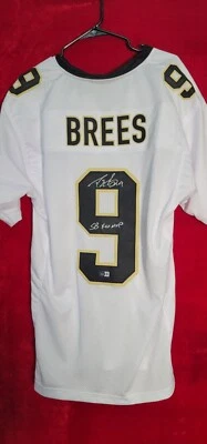 SAINTS DREW BREES AUTOGRAPHED WHITE JERSEY "SB XLIV MVP" BECKETT WITNESS  - Image 1 of 3
