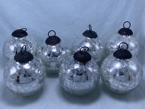 7 X Christbaumkugeln Weihnachten Deko Silber Vintage Ø 7,5 cm - Bild 1 von 6