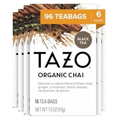 TAZO Regenerative Organic Chai Black Tea Bags, 16 Count (Pack of 6) - Image 1 of 4