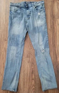 Pantalones de mezclilla AMERICAN RAG pintura salpicaduras pierna ajustada lavado claro para hombre talla 32x32 desgastados - Imagen 1 de 5