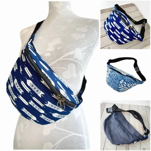 Bauchtasche Gürteltasche Bum Bum Bag Indigo Feder Blüten 40cmx18,5cm Boho Ethno - Bild 1 von 16