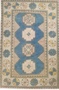 Vintage Turkish Anatolian Hand knotted Oushak Rug - circa 1960 - 46" x 68" - Picture 1 of 16