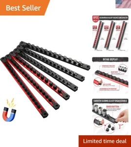 Magnetic Socket Organizer, 6-Piece Heavty Duty Aluminum Socket Holder, Socket... - Picture 1 of 8