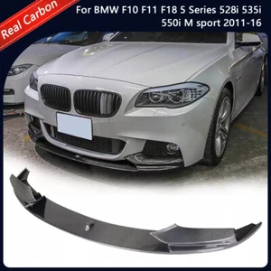 For 2011-16 BMW F10 5 Series 528i 535i 550i M sport Real Carbon Fiber Front Lip - Picture 1 of 16