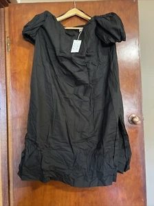 Maurie And Eve Black Cotton Summer Off Shoulder Dress Size 14 - Picture 1 of 6