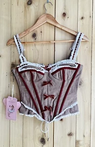 LaceMade Corset NWT S Kabu Dollhouse Zipper Cottagecore Burlap modern vintage - Picture 1 of 19