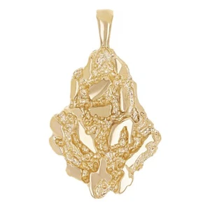 10k Yellow Gold Solid Free Form Nugget Charm Pendant 1.8" 10.3 grams - Picture 1 of 5