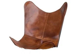 Rustic Handmade Vintage Leather Butterfly Chair Relax Armchair Only Cover - Picture 1 of 6