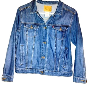 Chaqueta de Jean Trucker Original Clásica Grande para Mujer Niños Levi's Lavado Medio - Imagen 1 de 3