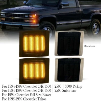 Full LED Front Corner Side Marker Lights For 1994-1998 Chevy C/K 1500 2500 3500 Foto 1 de 4