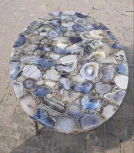 Oval Agate Center Table Top, Stone Coffee Table, Agate Coffee & Sofa Table Tops - Picture 1 of 10