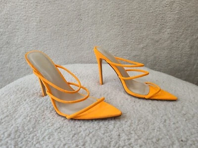 Cape Robbin Women Sandals 7.5 Mustard Faux Suede Open Toe Strappy Stilleto - Image 1 of 4