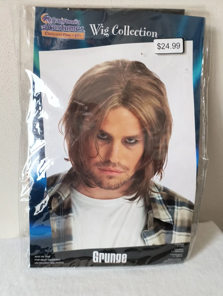Grunge Rocker 90s Band Kurt Cobain Blonde Men Costume Wig