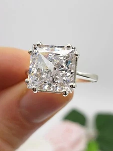 5 Ct White Lab Created Diamond Ring Princess Cut VVS1 Certified Minimalist Ring - Picture 1 of 7