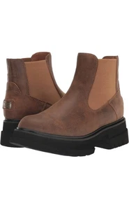 Stivali Australia Luxe donna Wildwood Chelsea plateau pelle di pecora pelliccia castagno *7 - Foto 1 di 7