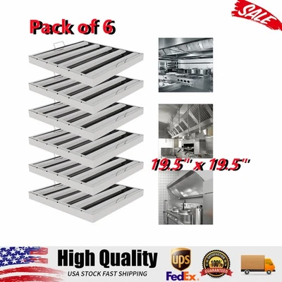 20" X 20" Commercial Hood Grease Exhaust Filter Baffle Stainless Steel 6 Pack US - Image 1 of 4