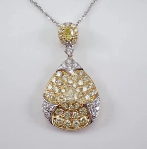 0.51Ct Round Lab-Created Citrine Teardrop Cluster Pendant 14K White Gold Plated - Picture 1 of 6