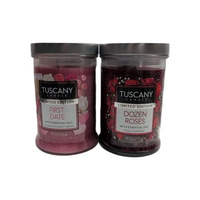 2 Tuscany Candle Dozen Roses & First Date, 2-Wick Large Candles 18 oz - Image 1 of 4