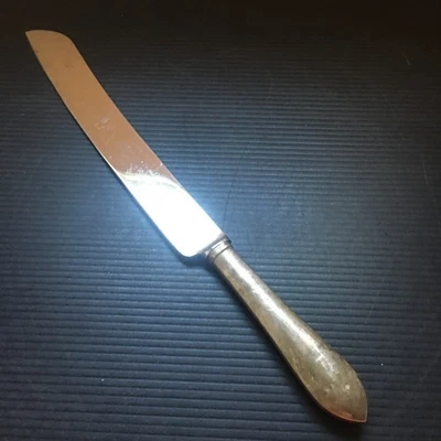 Cuchillo de pastel dentado de acero inoxidable con mango de ley de tela vintage Sheffield England 12" L Foto 1 de 4