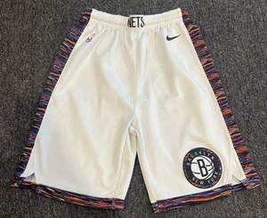 Nike Brooklyn Nets City Edition Dri-Fit White Basketball Shorts Size Youth Large - Picture 1 of 7