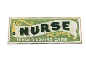Vtg Needlepoint Nurse Appreciation Day Framed Healthcare 80s Cottagecore Gift - Picture 1 of 5