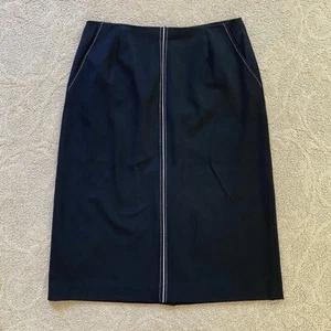 Gonna donna Talbots elasticizzata nera a matita taglia 10 lavoro carriera punto bianco - Foto 1 di 8