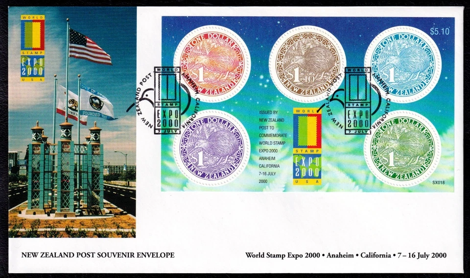New Zealand 2000 Kiwi - Expo Miniature Sheet First Day Cover FDC SC 1635a - Image 1 of 1