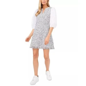 Riley & Rae Damengröße 8 mittelblau Tweed Puffärmel Kleid - Bild 1 von 9