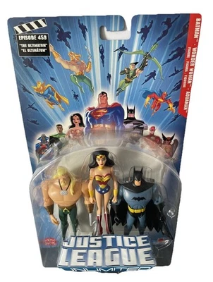 LIGA DE LA JUSTICIA ILIMITADA: SET BATMAN/WONDER WOMAN/AQUAMAN EL ULTIMÁTUM 2004 MIP Foto 1 de 4