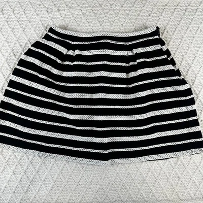 Minifalda Max Studio negra blanca a rayas plisada de algodón línea A XS Foto 1 de 4