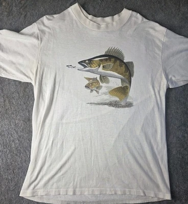 Vintage Walleye T Shirt Size Large Single Stitch Made In USA Distressed - Image 1 of 4