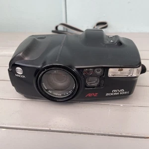 Minolta Riva Zoom 105i 35mm Film Point and Shoot Camera . Black . Tested - Picture 1 of 8