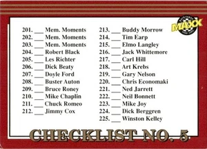 1992 Maxx NASCAR Red Race Cards Set Break Checklist No. 5 #299 - Picture 1 of 2
