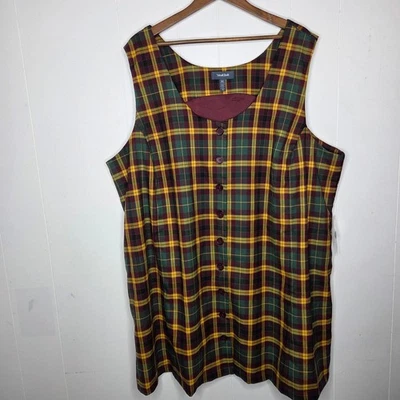 Modcloth Womens Plaid Button Front Jumper Dress Size 4X Retro School Girl Nerdy - Image 1 of 4