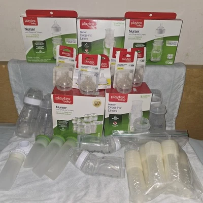 Лот детских вкладышей PLAYTEX - 4 и 8 унций детские бутылочки, вкладыши для заправки, соски, капсулы - Изображение 1 из 4