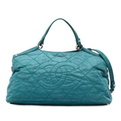 Authenticated Chanel Small Iridescent Calfskin Sea Hit Tote Blue - Image 1 of 4