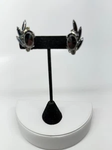 Vintage Juliana D & E Hematite rhinestones Earrings clip climber style unmarked - Picture 1 of 6