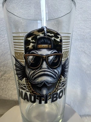 Nauti Boy Bass Fish funny   16oz Pint Glass  - Image 1 of 3