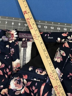 Gloria Vanderbilt шорты размер 14 Missy синий/розовый цветочный хлопок эластичной Snap ноги - Изображение 1 из 4