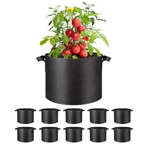5 Gallon 10 Pack Grow Bags Planter Pots Thickened Nonwoven Fabric Black - Picture 1 of 7