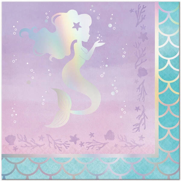 Mermaid Party Supplies Mermaid Shine Iridescent Lunch Napkins 16 Pack  - Image 1 of 1