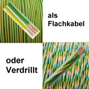 Kabel 0,14mm² 20m Drillingslitze 3-adrig flach verdrillt gelb weiß grün - Picture 1 of 3