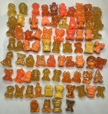 74 Vintage Orange And Dark Yellow Gogo's Crazy Bones Figures 1990s - Image 1 of 4
