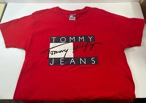 Vintage 90s Tommy Hilfiger Tommy Jeans BIG RED Logo Shirt Mens Size L 1990s BB1 - Picture 1 of 7