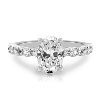 IGI Certified Lab Created 1.60 Ct Oval Diamond Engagement Ring 18K White Gold - Image 1 of 4