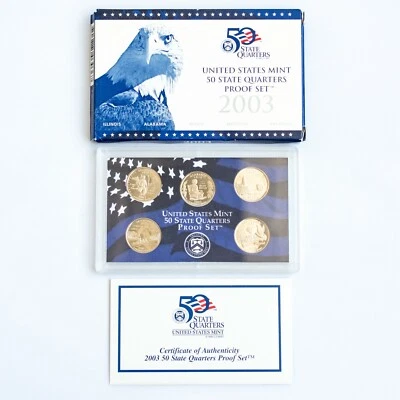 2003 S US 50 State Quarters Uncirculated Proof Mint Set - 5 Proof Coins OGP COA - Image 1 of 4