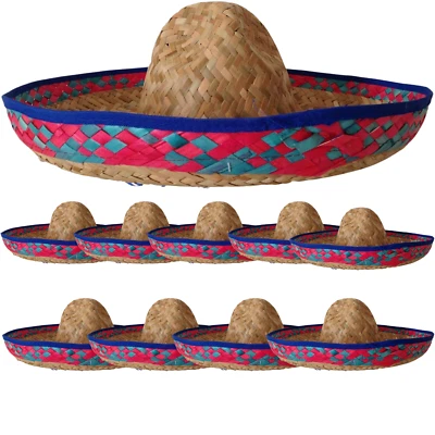 10x Mexican SOMBRERO Fancy Dress Straw Party Costume Hat Cap Spanish BULK - Image 1 of 4